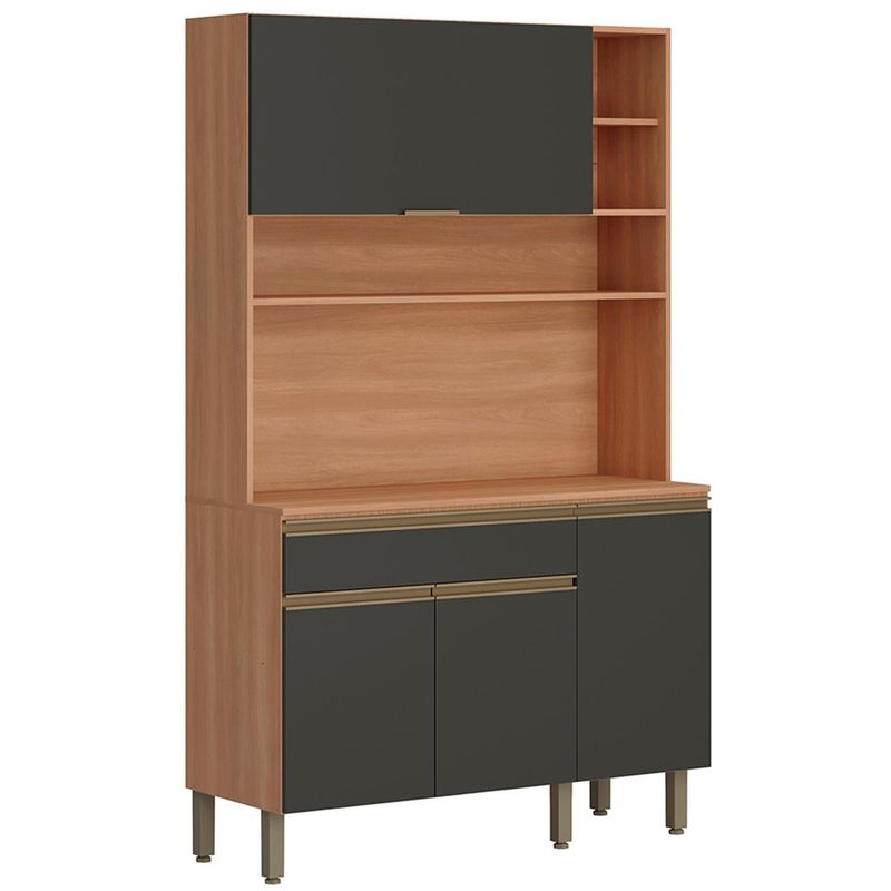 ROCA - Estante De Cocina Macadamia 4 Puertas + 1 Cajón Canela-Grafito