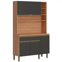 ROCA - Estante De Cocina Macadamia 4 Puertas + 1 Cajón Canela-Grafito