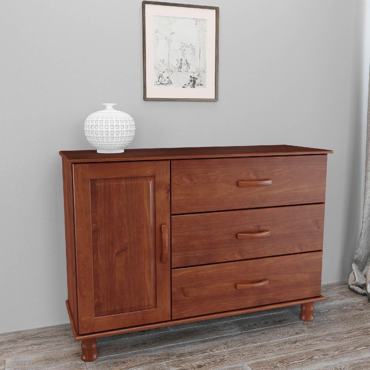 ROCA - Cómoda 1 Puerta 3 Cajón(es) Cordoba 117.5x88.5x40 cm Imbuia