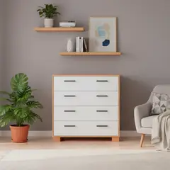 ROCA - Cómoda 4 Cajón(es) Londrina 90x91.5x45 cm Blanco - Canela