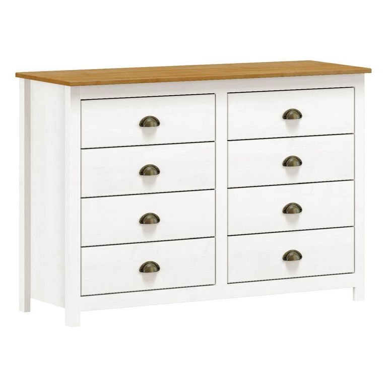 Cómoda 8 Cajón(es) Posadas 125x85x40.5 cm Blanco - Canela