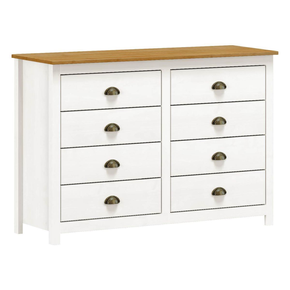 ROCA - Cómoda 8 Cajón(es) Posadas 125x85x40.5 cm Blanco - Canela