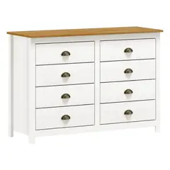 ROCA - Cómoda 8 Cajón(es) Posadas 125x85x40.5 cm Blanco - Canela
