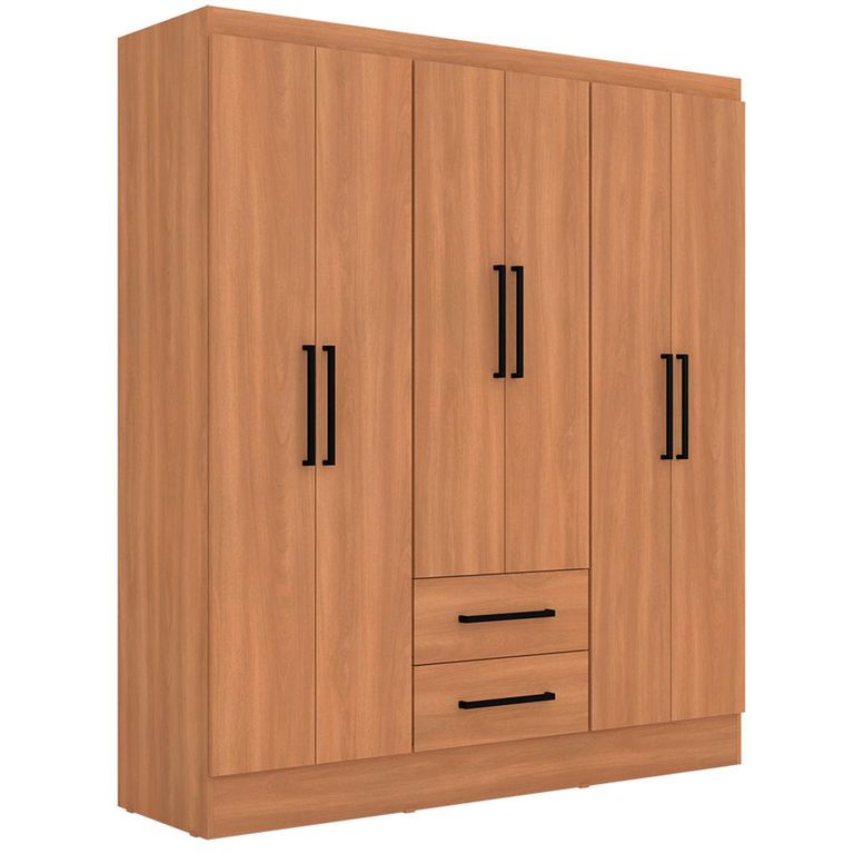 Clóset Ámbar 6 Puerta(s) 2 Cajón(es) 2 Repisa(s) 160x182x46 cm Café