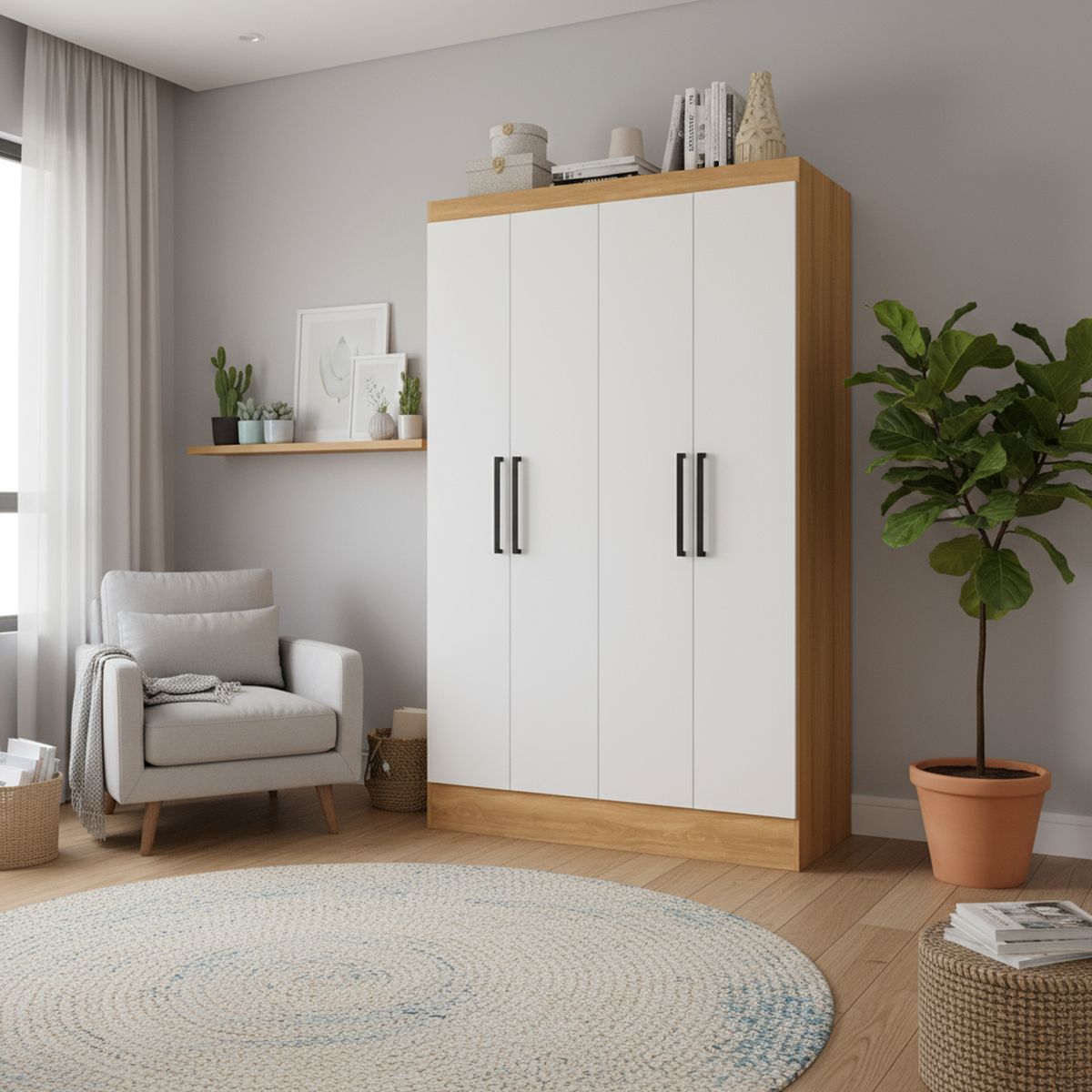 ROCA - Clóset Ámbar 4 Puerta(s) 4 Repisa(s) 107xx46 cm Blanco