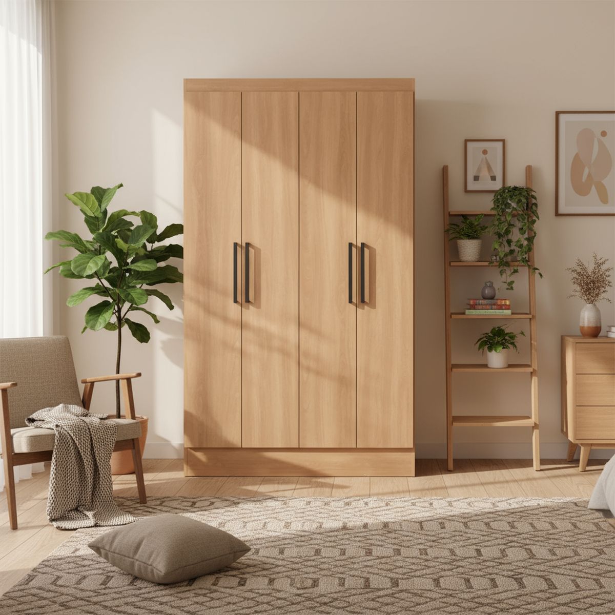 ROCA - Clóset Ámbar 4 Puerta(s) 4 Repisa(s) 107xx46 cm Canela