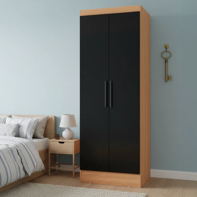 Clóset Ámbar 2 Puerta(s) 4 Repisa(s) 65x182x37 cm Negro