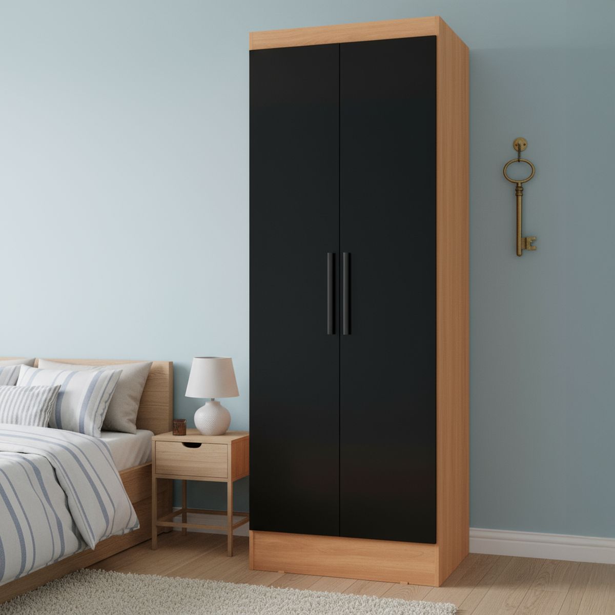 ROCA - Clóset Ámbar 2 Puerta(s) 4 Repisa(s) 65xx37 cm Negro