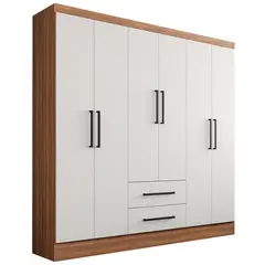 ROCA - Clóset Ámbar 6 Puerta(s) 2 Repisa(s) 160x182x46 cm Canela/Blanco