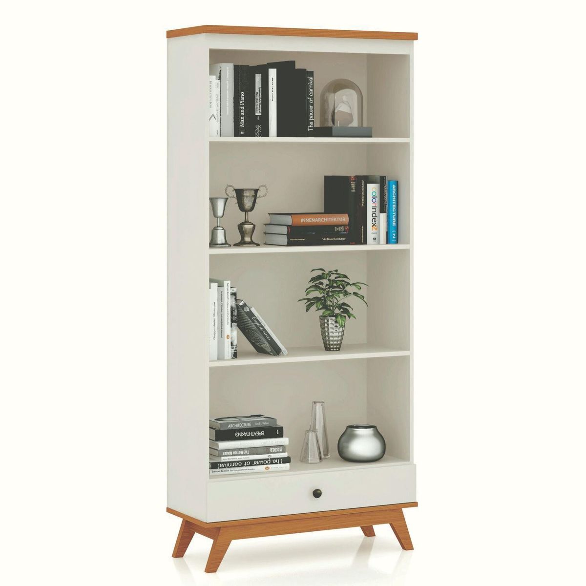 ROCA - Estante Recife MDF 3 Nivel(es) 81x180x32 cm Blanco/Canela