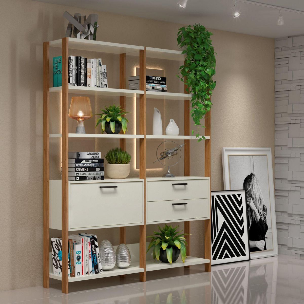 ROCA - Estante Cucao MDF 8 Nivel(es) 144.5x185x32 cm Blanco