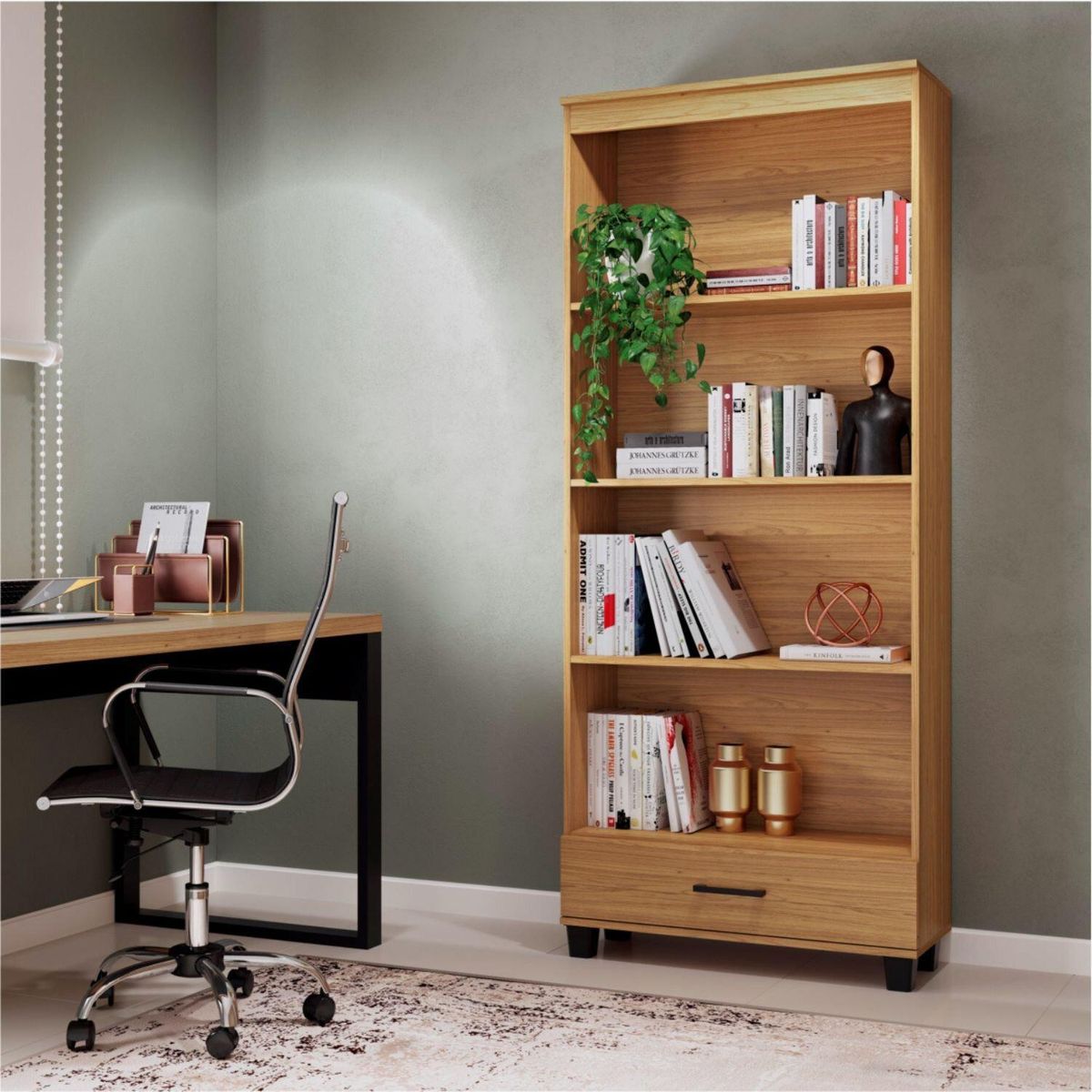 ROCA - Estante Aconcagua MDF 3 Nivel(es) 77x184x30 cm Canela