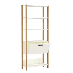 ROCA - Estante Cucao MDF 4 Nivel(es) 73x185x32 cm Roble/Blanco