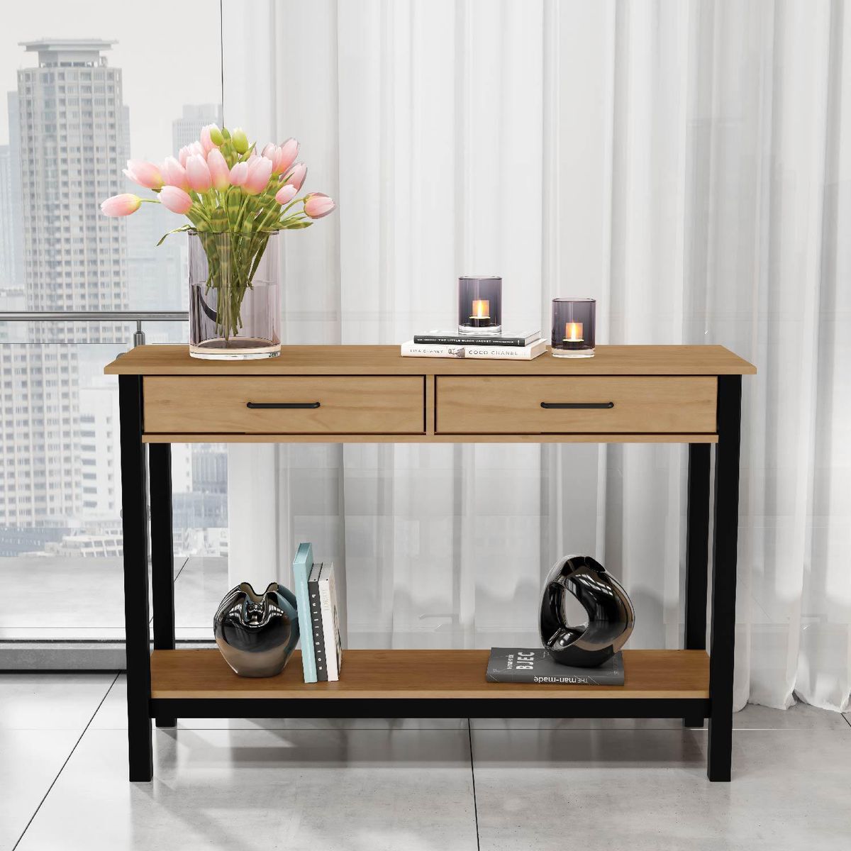 ROCA - Arrimo Rosario 2 cajones roble-negro