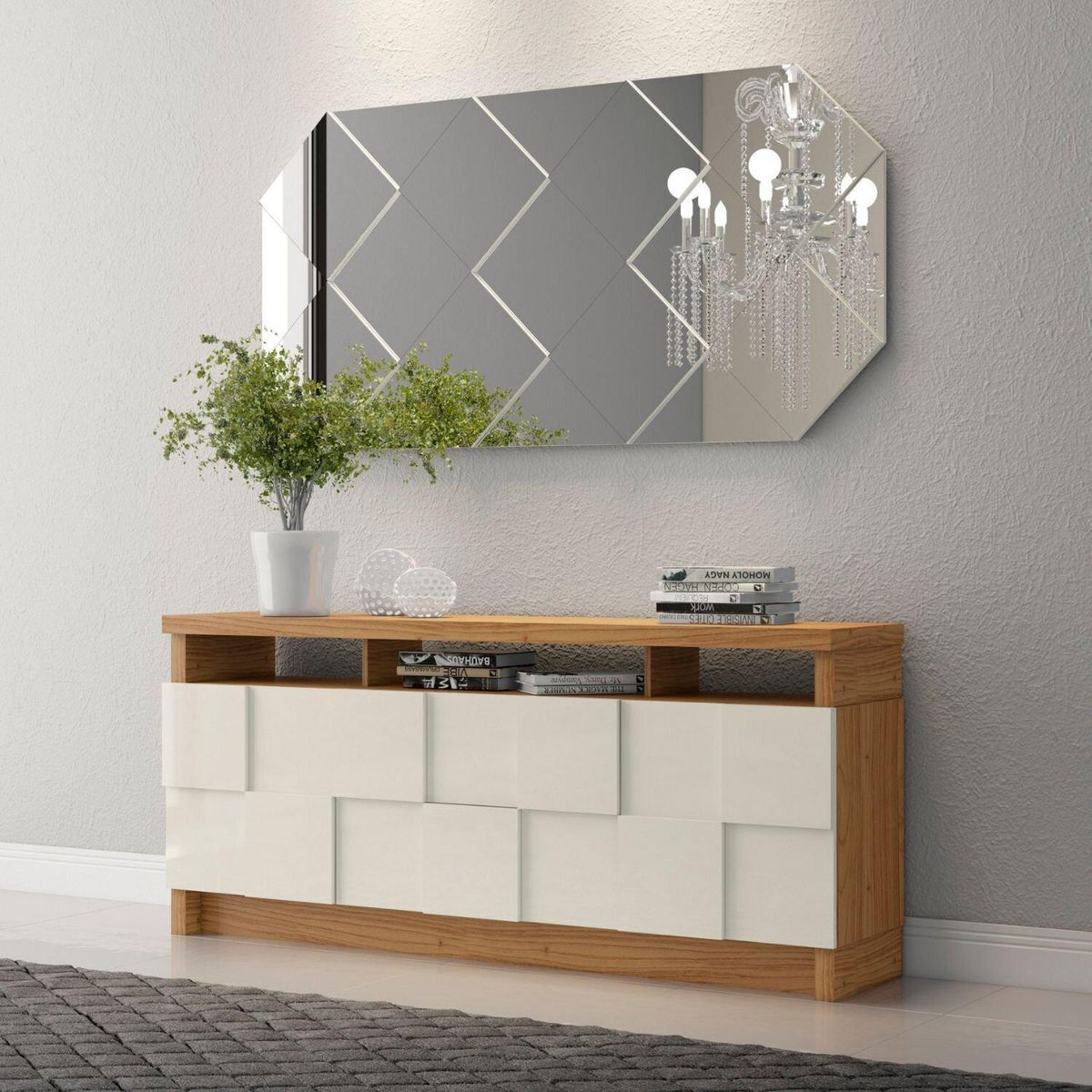 ROCA - Arrimo Dracena 2 puertas + 2 cajones blanco - canela