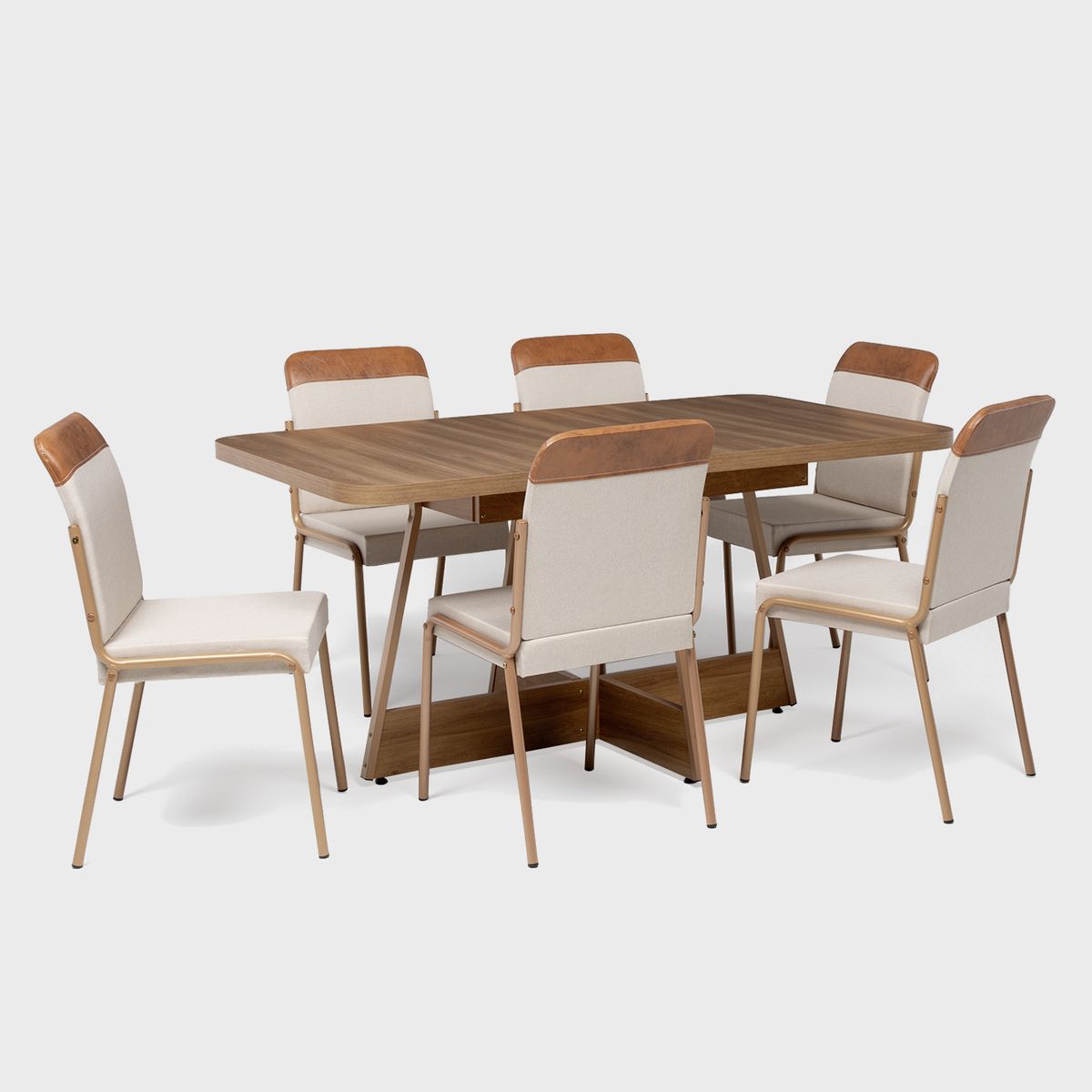 ROCA - Juego de Comedor Can-avell 6 Sillas Mesa Rectangular 90x75,5x155 cm Café