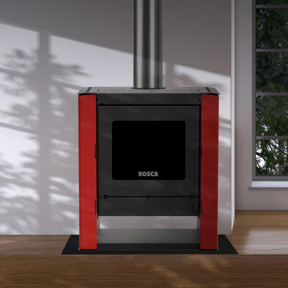 BOSCA - Estufa Leña Gold 500 Black Vision Burdeo