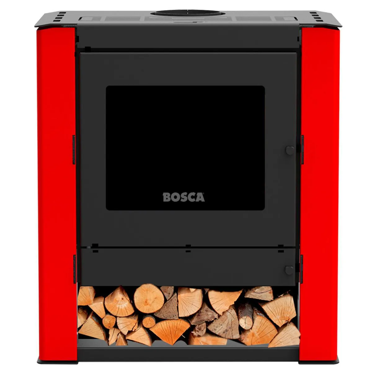 BOSCA - Estufa Leña Gold 500 Black Vision Rojo