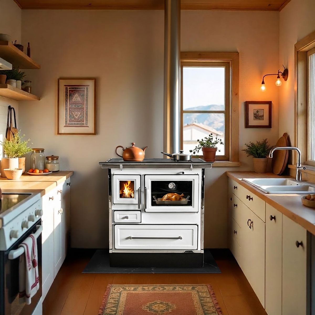 ALCAZAR - Cocina a Leña 2 Platos BLANCA COCINA A LEÑA MZ 80 BLANCA