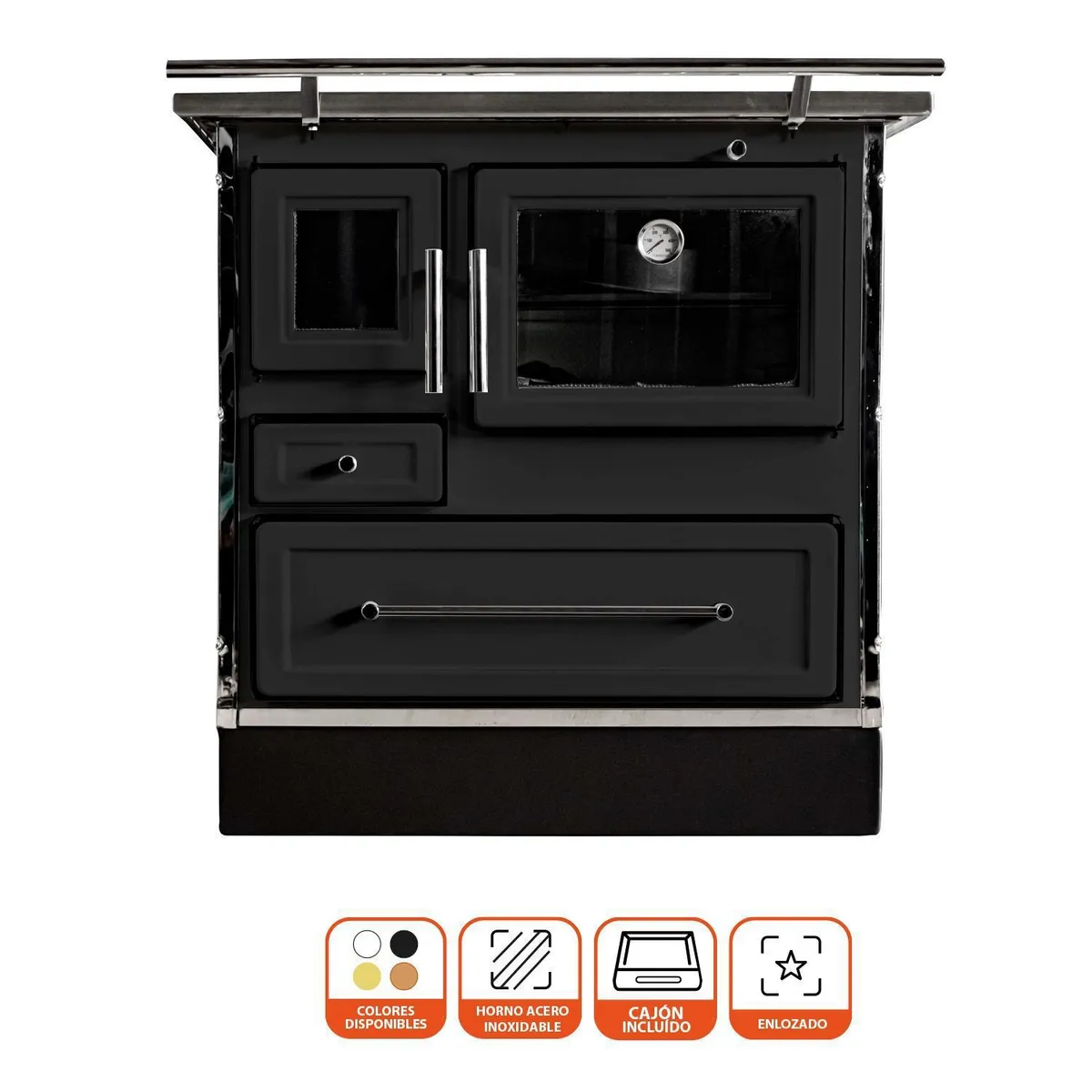 ALCAZAR - Cocina a Leña Calbuco MZ 90 Negra