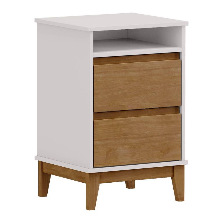 Velador 2 Cajón(es) Tucuman 42.5x68x40 cm Blanco - Canela