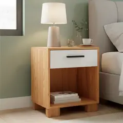 ROCA - Velador 1 Cajón(es) Londrina 45x53x35 cm Blanco - Canela