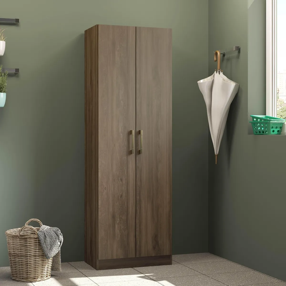 ROCA - Clóset Ferri 2 Puerta(s) 4 Repisa(s) 56xx38 cm Nogal