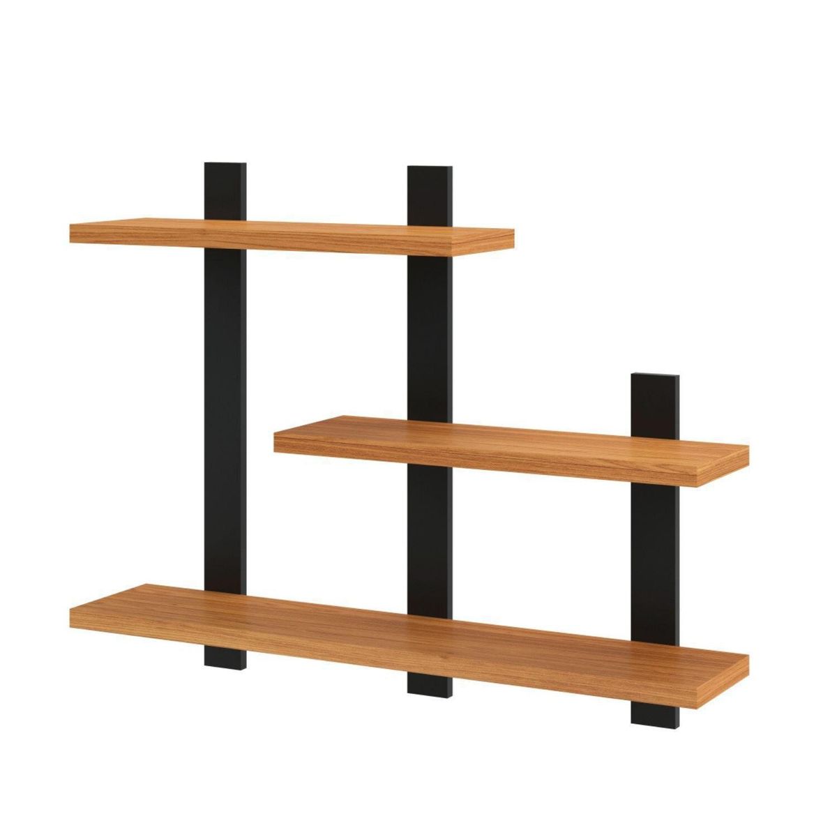 ROCA - Repisa Linzor MDF 3 Nivel(es) 89.5x70x19.5 cm Roble/Negro