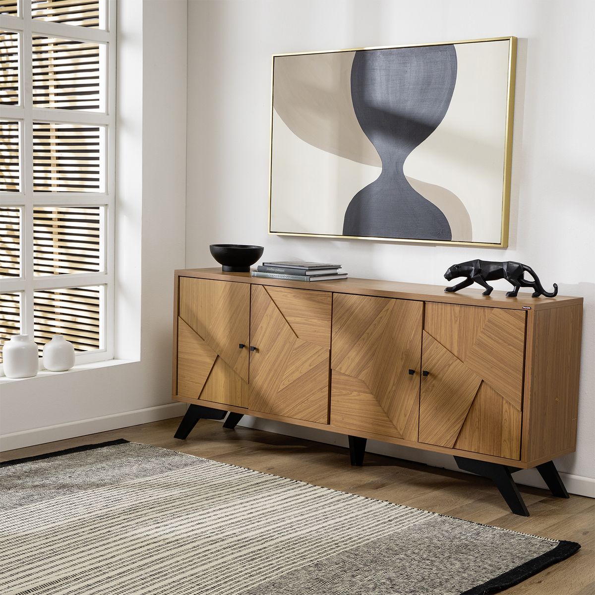 ROCA - Rack Santos 4 puertas roble-negro