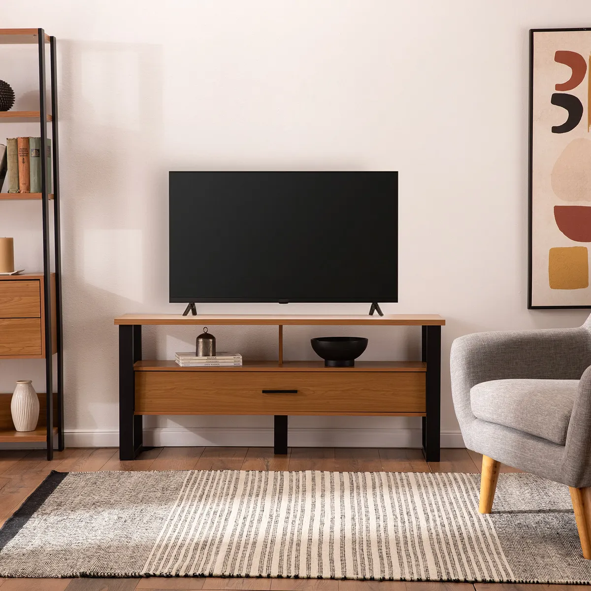 ROCA - Rack Guayacán 1 cajón roble-negro