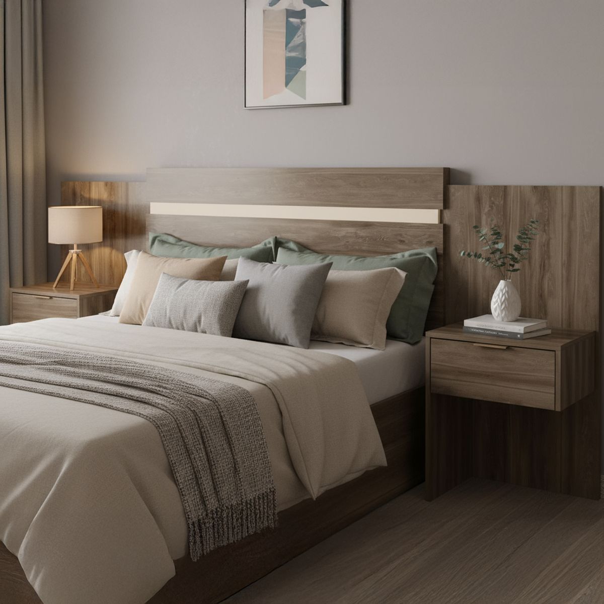 ROCA - Respaldo con veladores Paraná 2 pl nogal-blanco