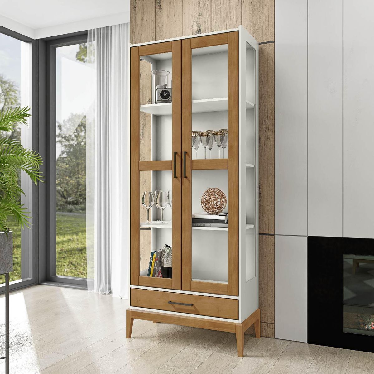 ROCA - Vitrina Tucumán 2 puertas + 1 cajón canela-blanco