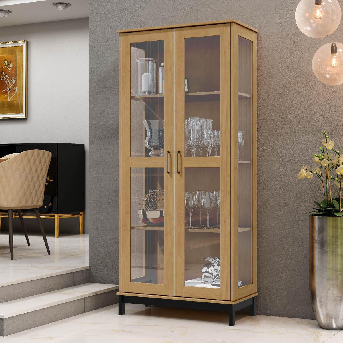 ROCA - Vitrina Rosario 2 puertas canela-negro