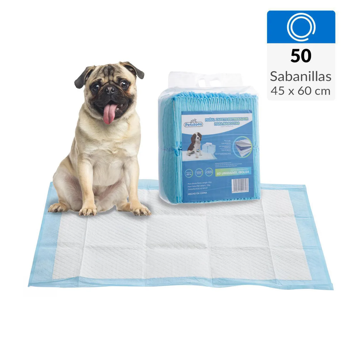 PETIZOOS - 50 Sabanillas para Perros 45x60 cm 5 capa