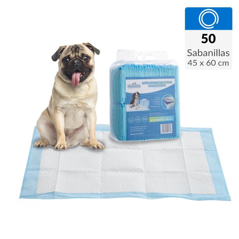 PETIZOOS - 50 Pañales Sabanillas Mascotas Perros 45x60 cm 5 capas