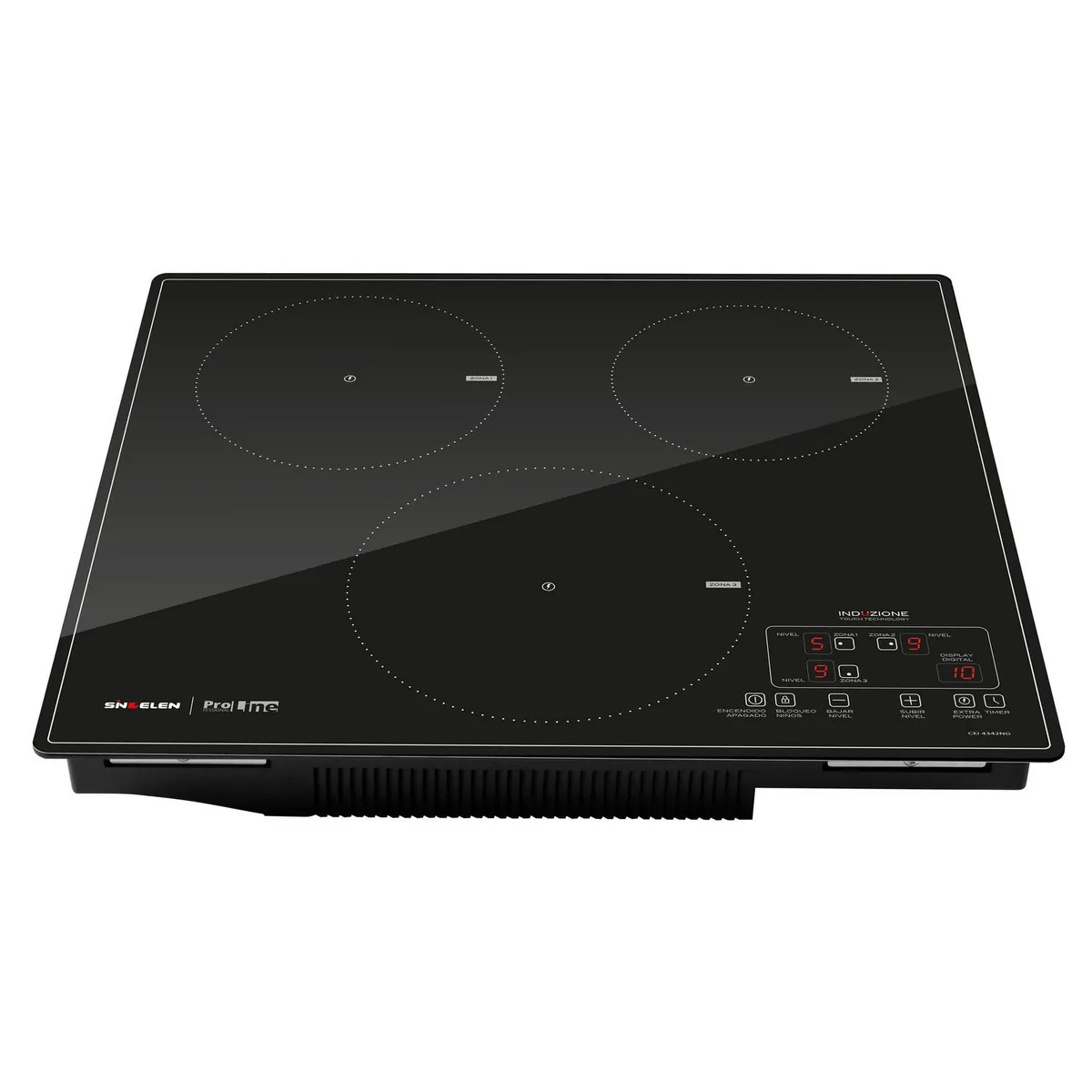 SINDELEN - Encimera Inducción 3 Platos Negro CEI-4342NG