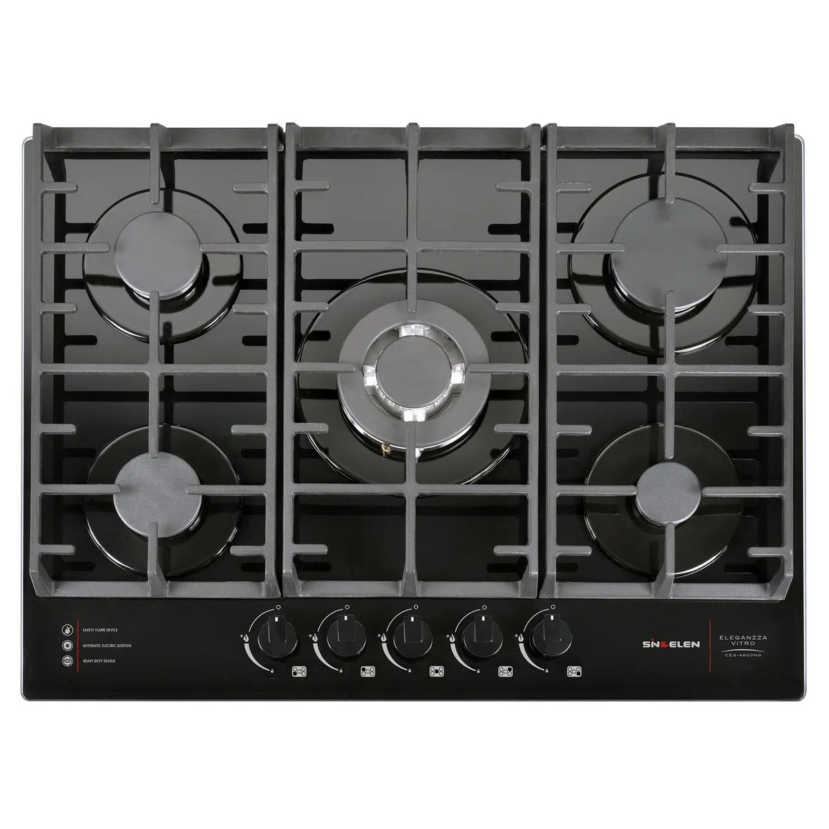 SINDELEN - Encimera Gas Licuado 5 Platos Negro CEG-4800NG