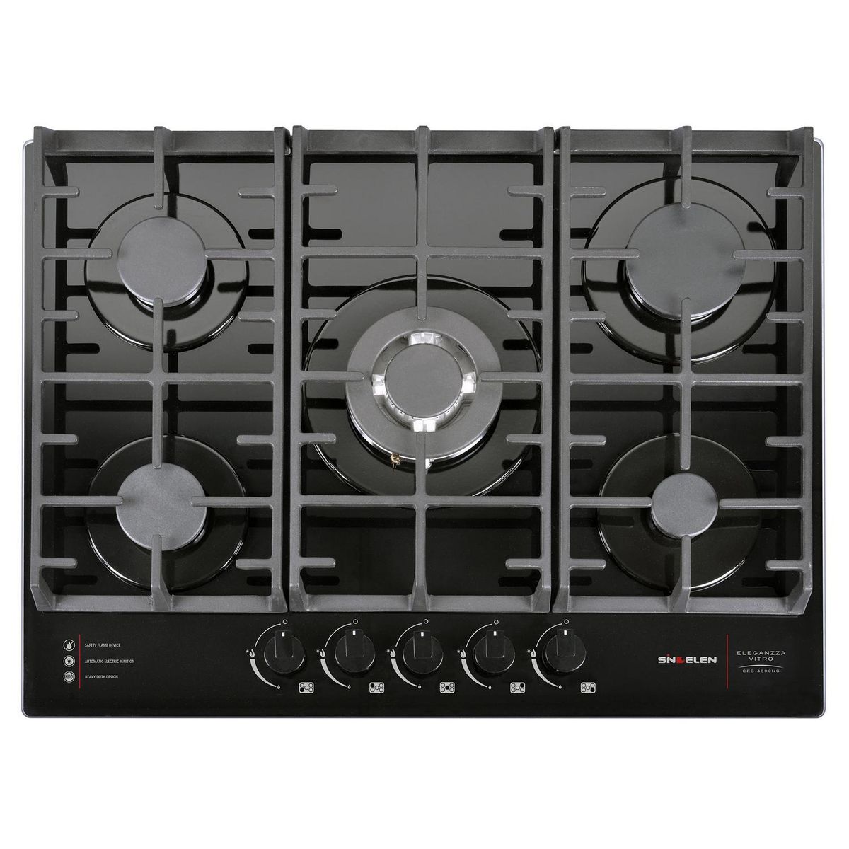 SINDELEN - Encimera Gas Licuado 5 Platos Negro CEG-4800NG