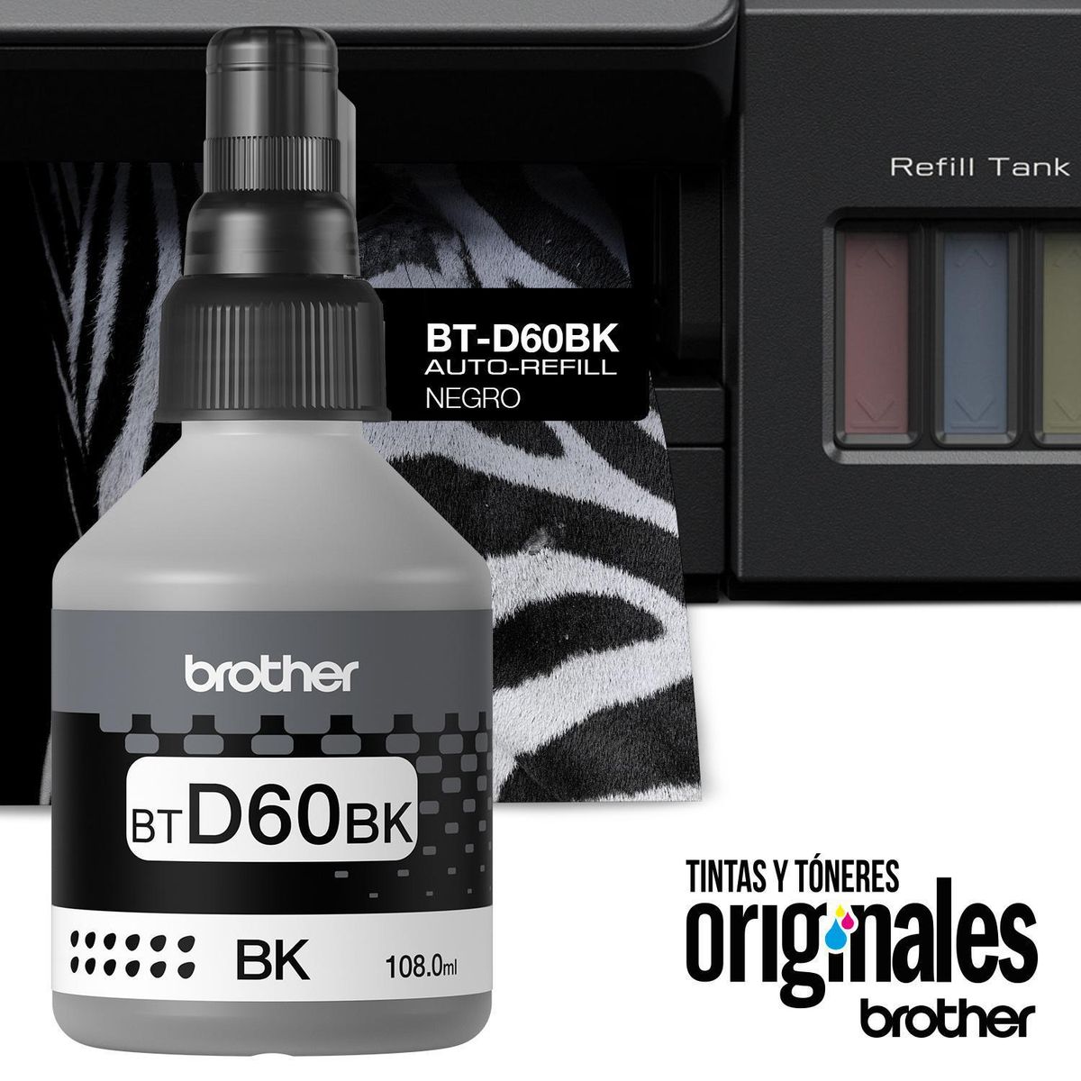BROTHER - Tinta negra BTD60BK para multifuncionales