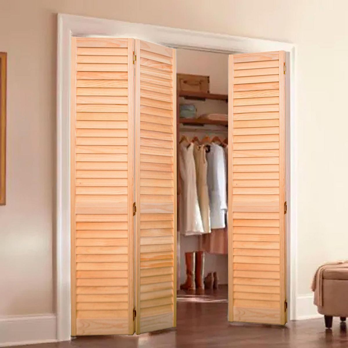 TIMBERMAC - Puerta Closet Pino Celosia Natural Bifold 61x200