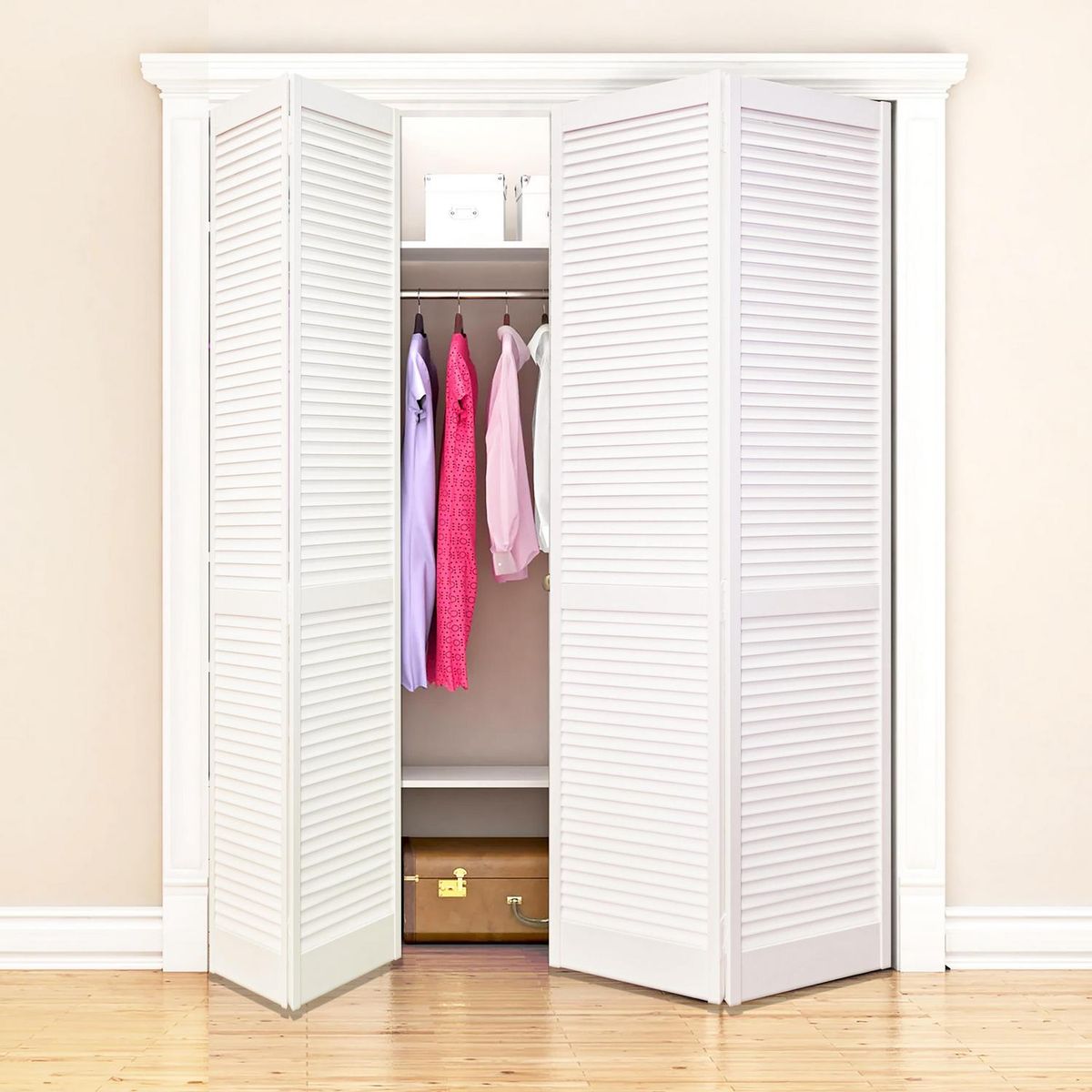 TIMBERMAC - Puerta Closet Pino Celosia Blanca Bifold 61x200