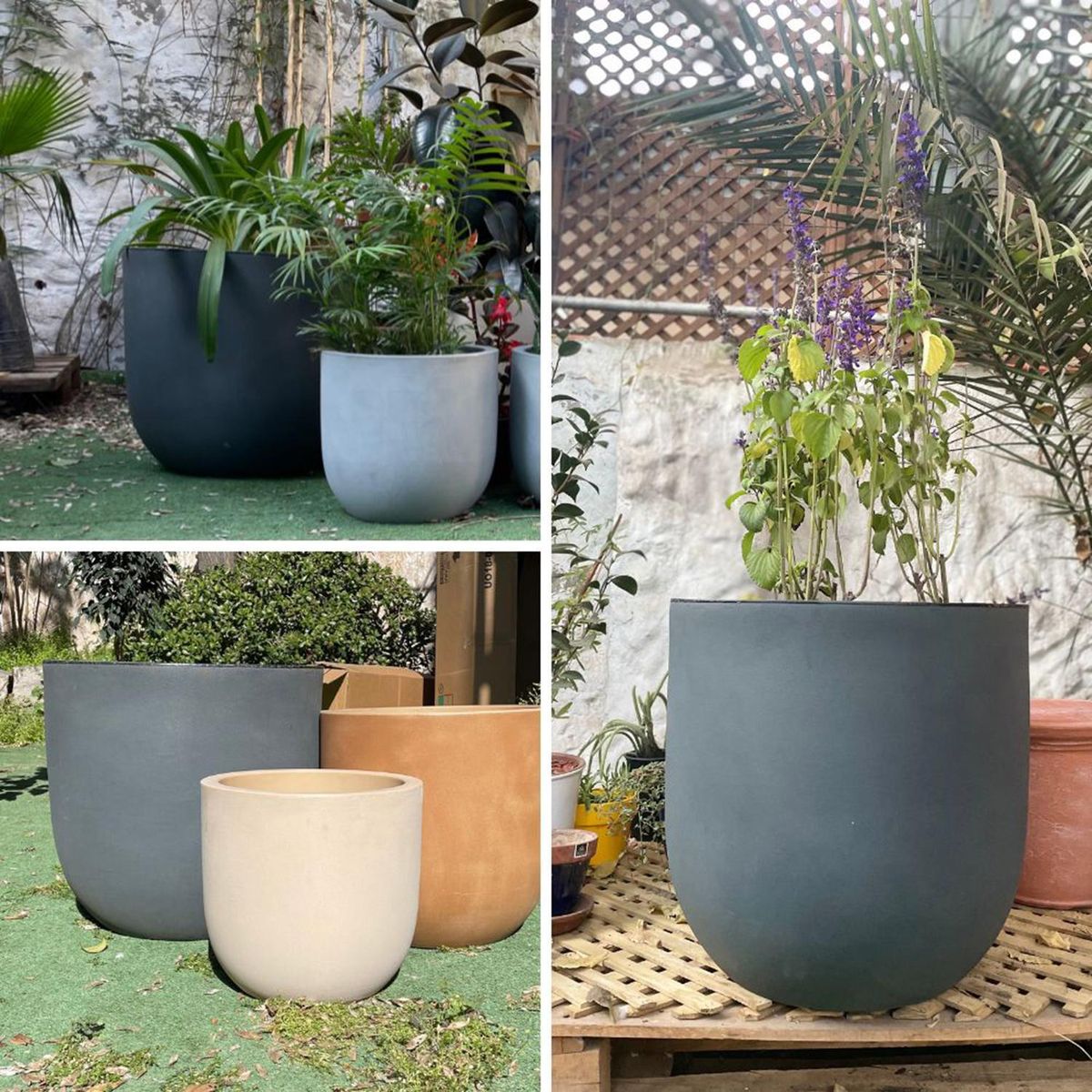 DECO POTTERY - Macetero Rotomoldeado Muna de Polietileno 55x53 cm Grafito