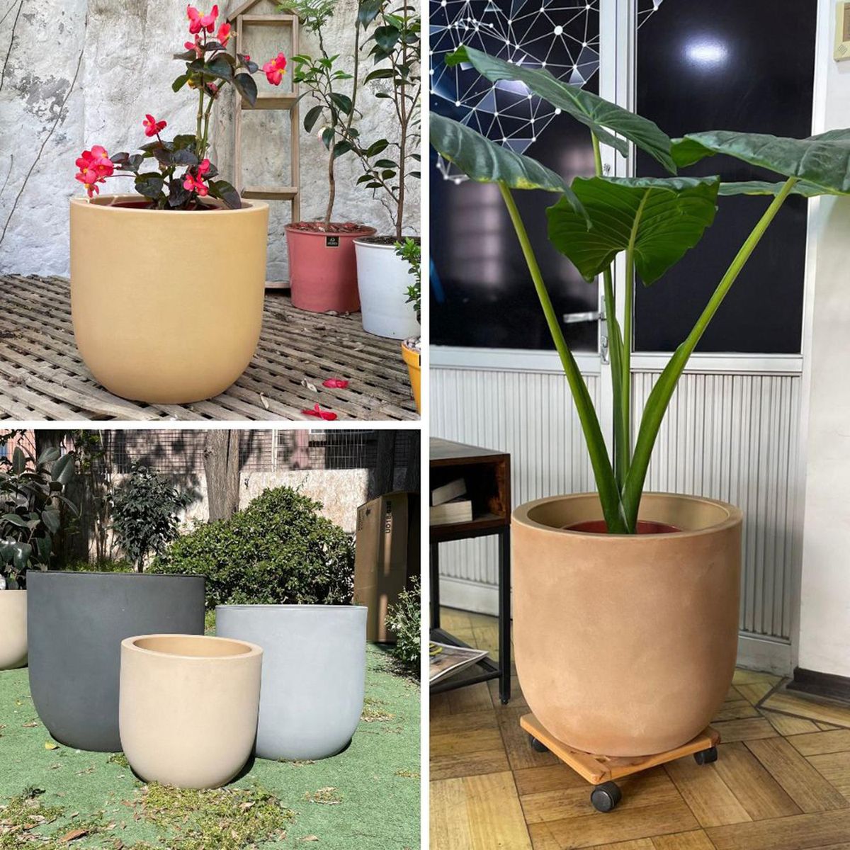 DECO POTTERY - Macetero Rotomoldeado Muna de Polietileno 35x33 cm Arena