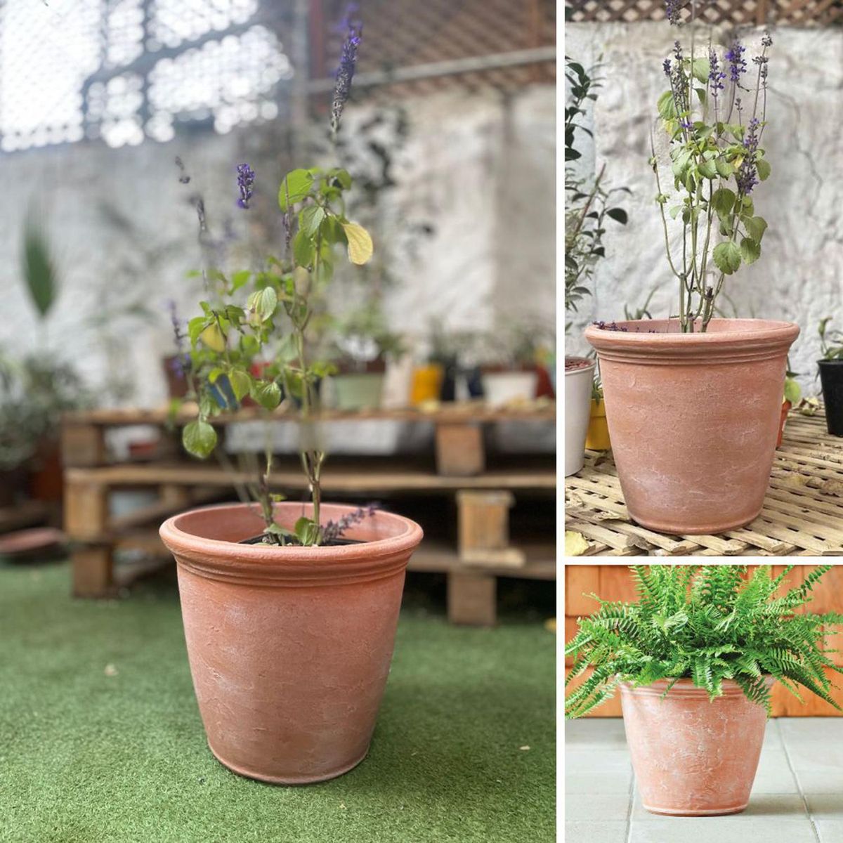 DECO POTTERY - Macetero Rotomoldeado Kiri de Polietileno 40x36 cm Coral