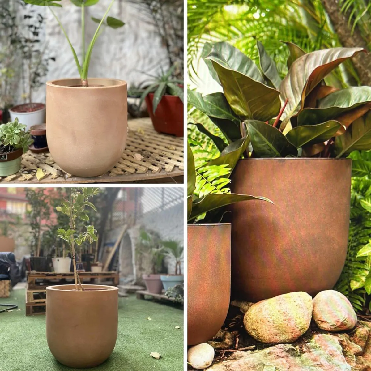 DECO POTTERY - Macetero Rotomoldeado Muna de Polietileno 55x53 cm Arena