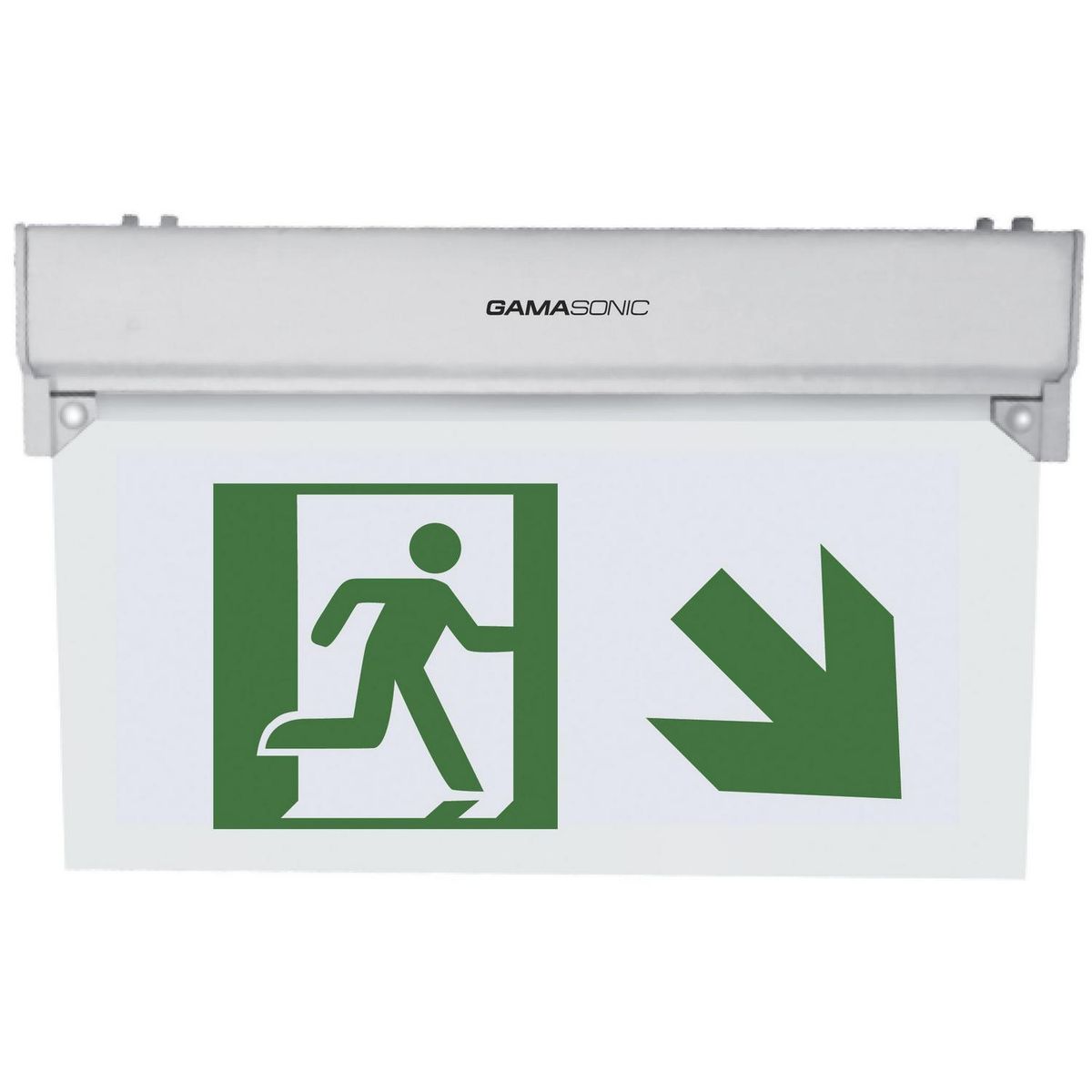 BP ILUMINACION - Señalética emergencia letras verdes "hombre flecha escaleras abajo"