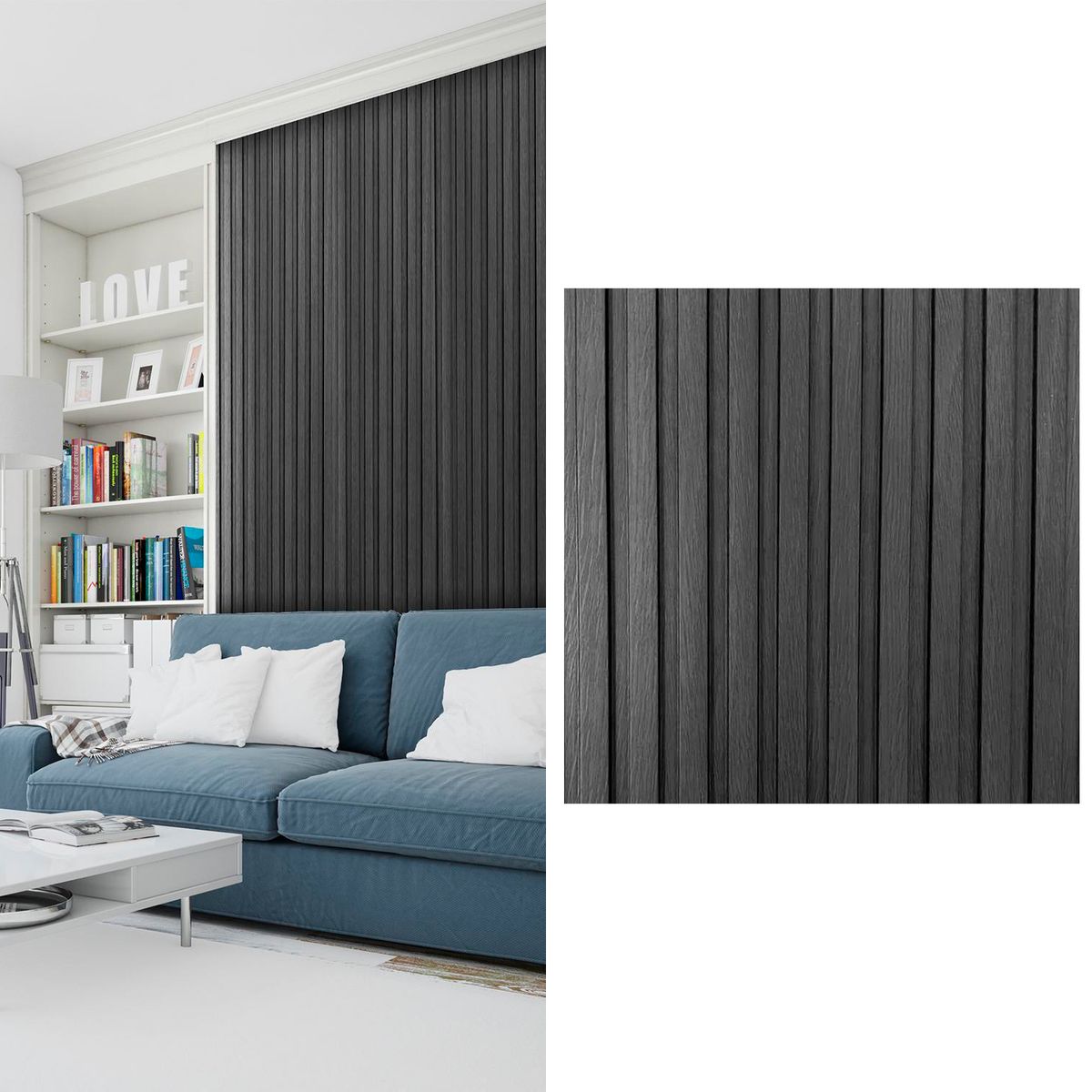 HOGA - Wall Panel 3D 16x290 cm Gris 0.464 m2