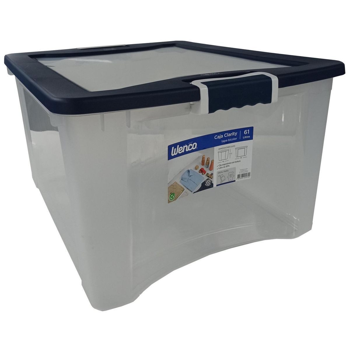 WENCO - Caja Clarity 58x31x48 cm 61 l Transparente