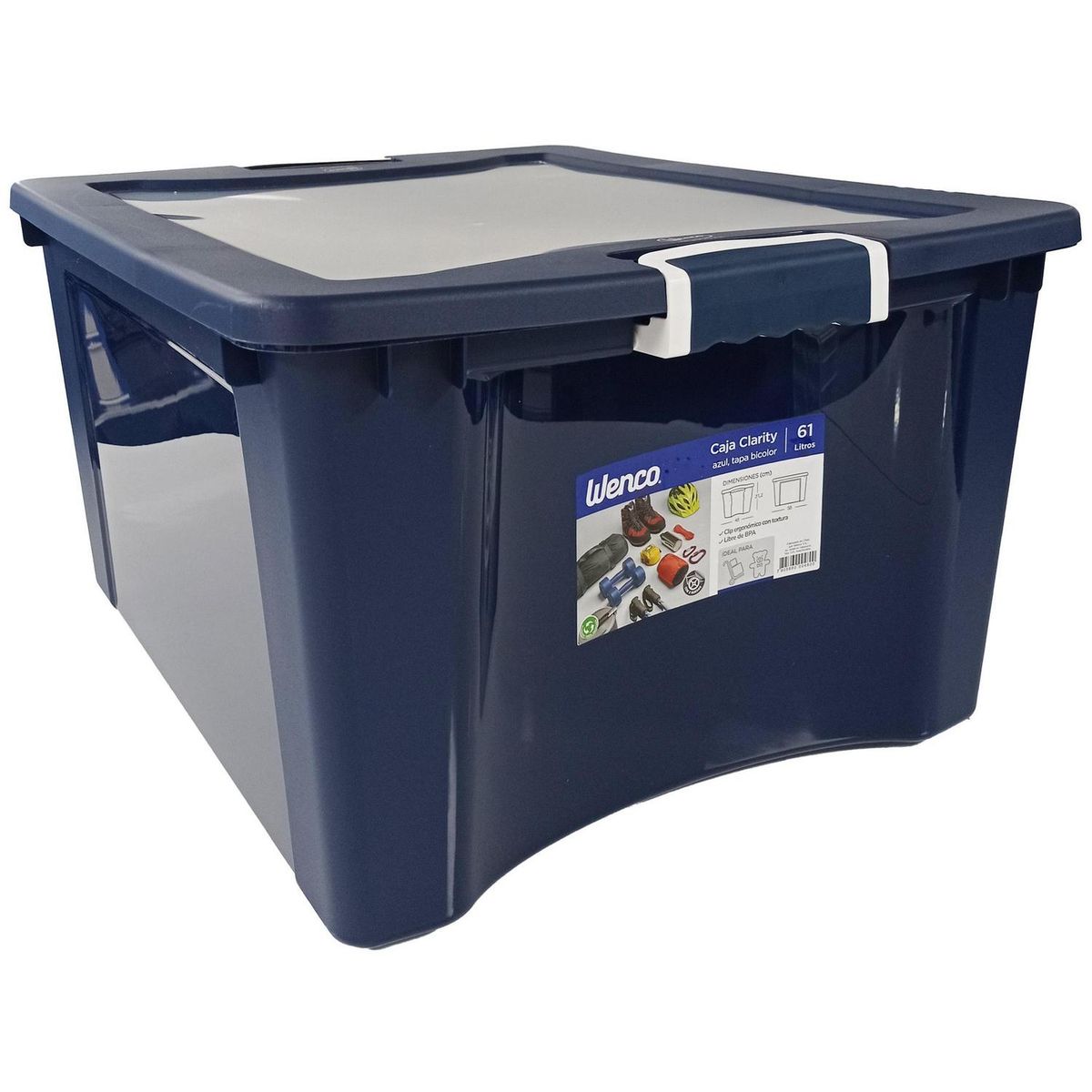 WENCO - Caja Clarity 58x31x48 cm 61 l Azul