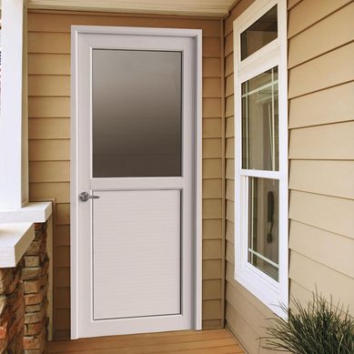 Puerta PVC blanco 1/2 vidrio derecha 80x203 cm monoltica VCH-0010